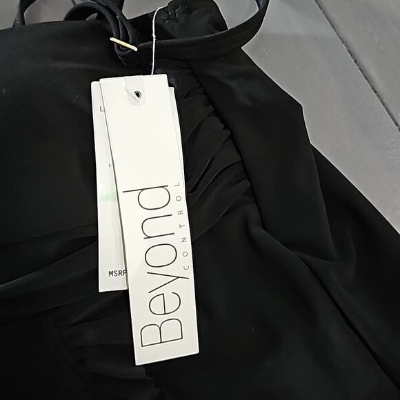 Beyond Control Women Black Twist Front Sweetheart Neckline Ruffle Swim dress 8 - Picture 6 of 16